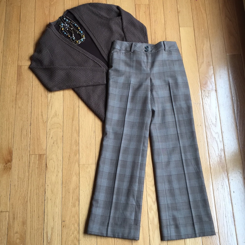 Ann Taylor Brown Plaid Dress Pants - Size 00P